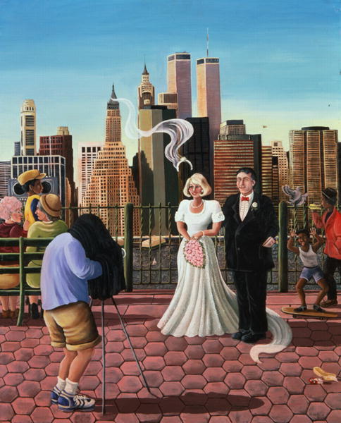 New York Wedding, View Of Manhattan by Liz Wright, 1987